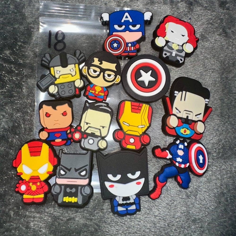 13 pice set of random super hero croc charms NEW
